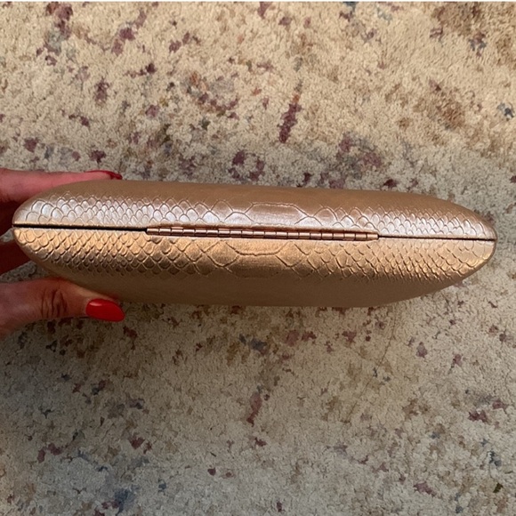 Vince Camuto Rose Gold Faux Snakeskin Clutch - Picture 4 of 8